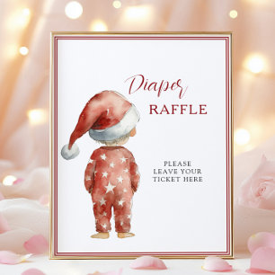Christmas Diaper Raffle Santa Baby Shower Poster