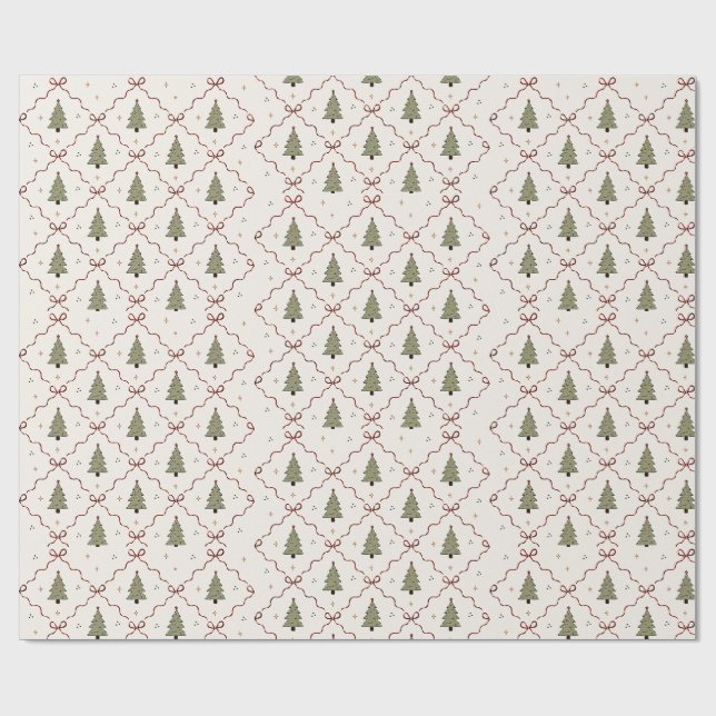 Christmas Digital Seamless Background Patterns Wrapping Paper (Flat)