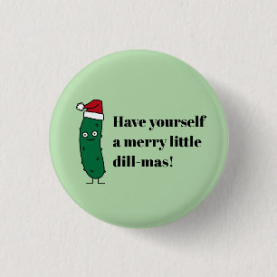Christmas Dill Pickle wearing a Santa Hat 3 Cm Round Badge