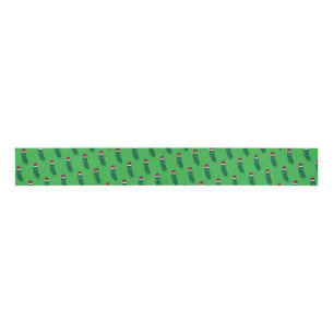 Christmas Dill Pickle wearing a Santa Hat Grosgrain Ribbon