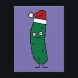 Christmas Dill Pickle wearing a Santa Hat Holiday Postcard<br><div class="desc">I love Christmas and pickles. Pickles are sour and makes your mouth pucker and look like you are going to kiss somebody.  That's why I made a Christmas Pickle wearing a Santa hat.  Thank you for looking at Happy Food designs!</div>