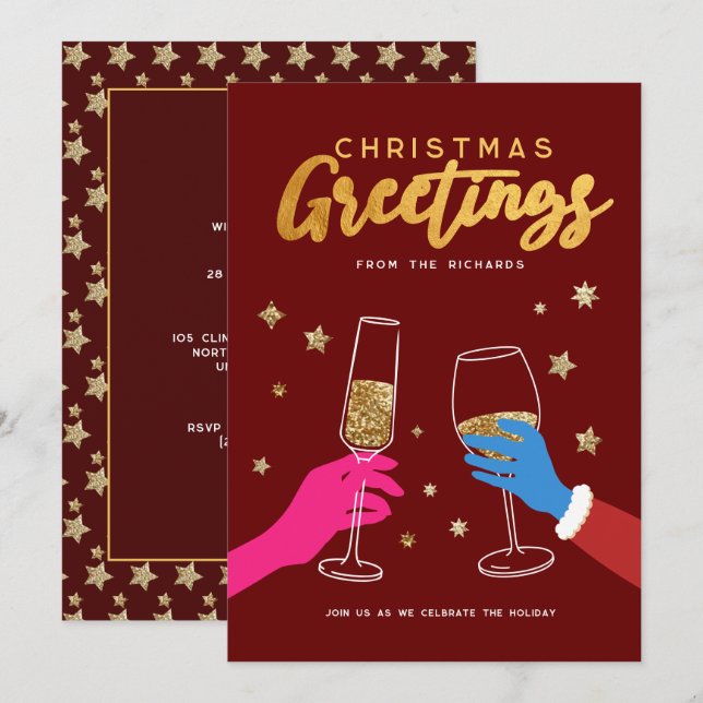 Christmas Dink Colourful Bold Party Invitation (Front/Back)