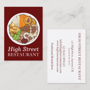 Christmas Dinner British Sunday Roast Food Pub Business Card