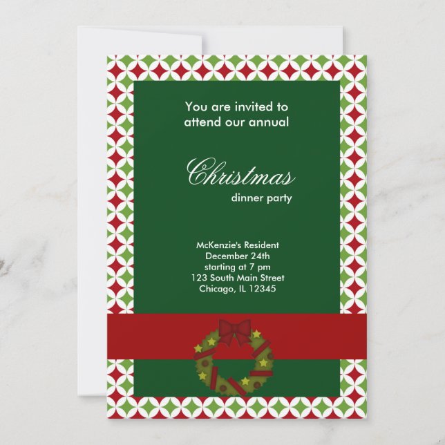 Christmas Dinner Diamonds Invitation (Front)