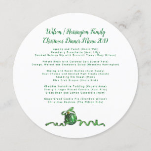 Christmas Dinner Family Menu Sage Snowflakes Round