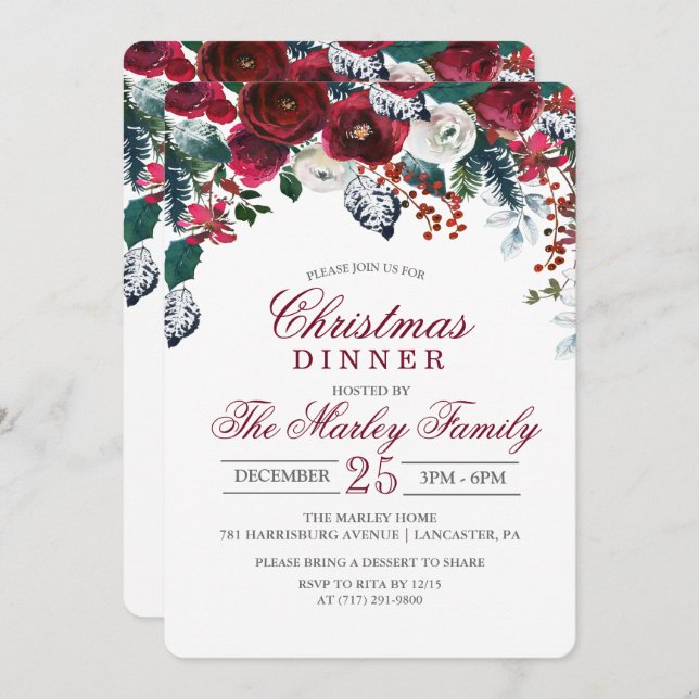Christmas Dinner Holiday Party Invitation (Front/Back)
