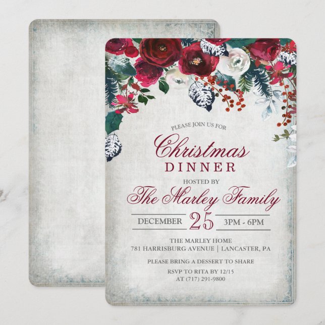 Christmas Dinner Holiday Party Invitation (Front/Back)