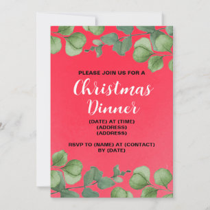Christmas Dinner Invitation, Editable Template