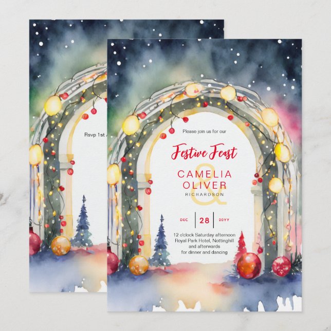 Christmas Dinner Invitation Festive Feast (Front/Back)