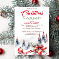 Christmas dinner party classic red baubles ribbon