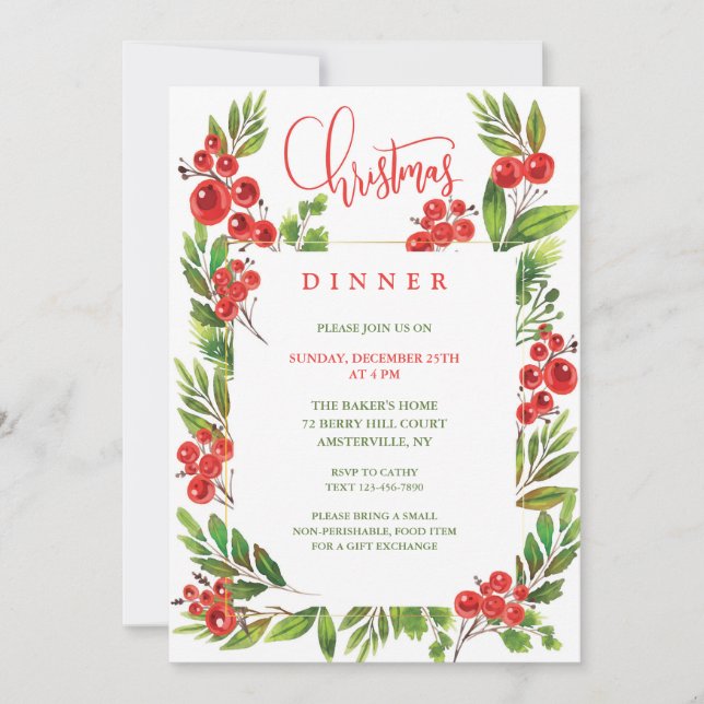 Christmas Dinner Party  Invitation (Front)