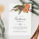 Christmas Dinner Party Invitation<br><div class="desc">Rustic and modern Christmas dinner party invitation card featuring watercolor illustration of winter botanicals - oranges,  mistletoe,  pine tree branch,  etc.</div>