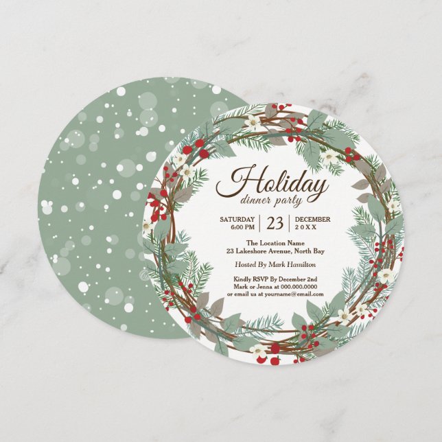 Christmas Dinner Party Invitation (Front/Back)