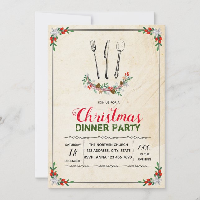 Christmas dinner party invitation (Front)
