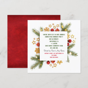 Christmas Dinner Party Pine Invitation