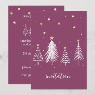 Christmas Dinner Party Purple Elegant Invitation