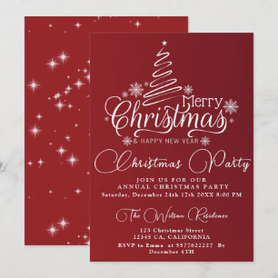 Christmas Dinner Party Snow Flakes christmas tree Invitation