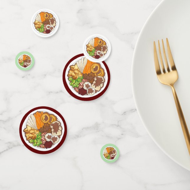 Christmas Dinner Party UK Festive British Food Confetti (Group)