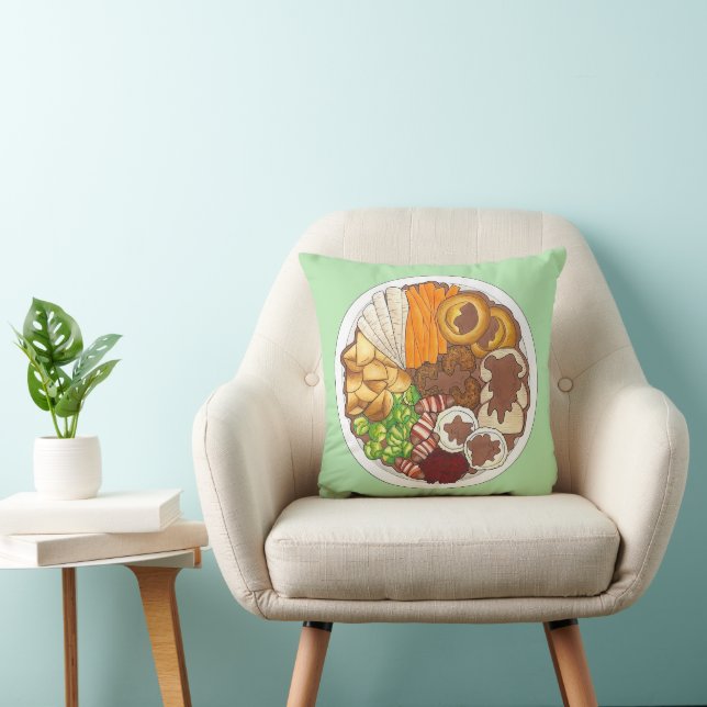 Christmas Dinner Party UK Festive British Food Cushion (Chair)