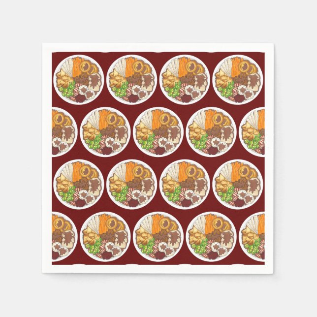 Christmas Dinner Party UK Festive British Food Napkin (Front)