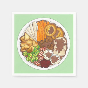Christmas Dinner Party UK Festive British Food Napkin