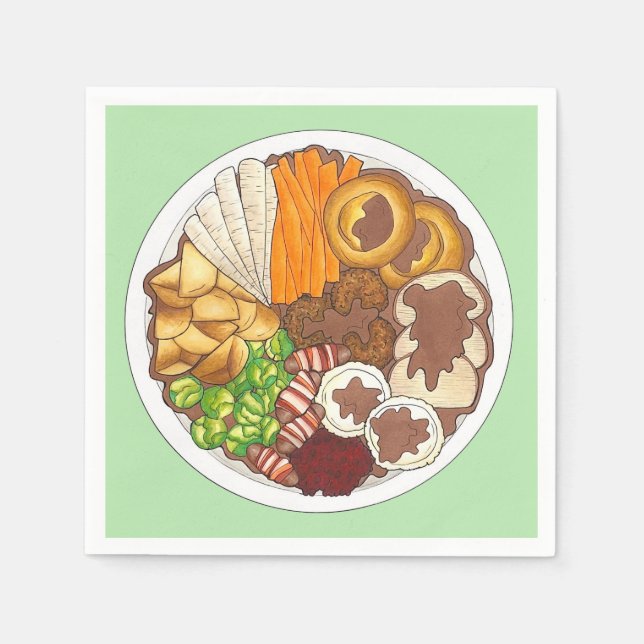 Christmas Dinner Party UK Festive British Food Napkin (Front)