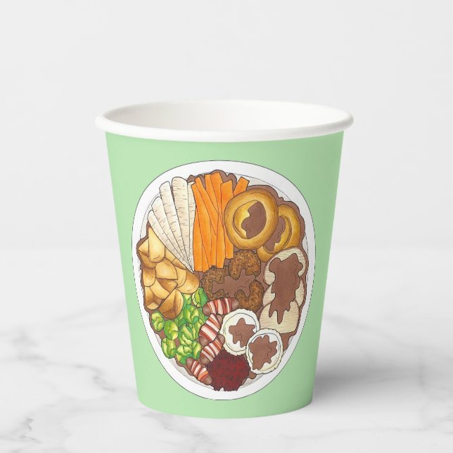 Christmas Dinner Party UK Festive British Food Paper Cups (Front)