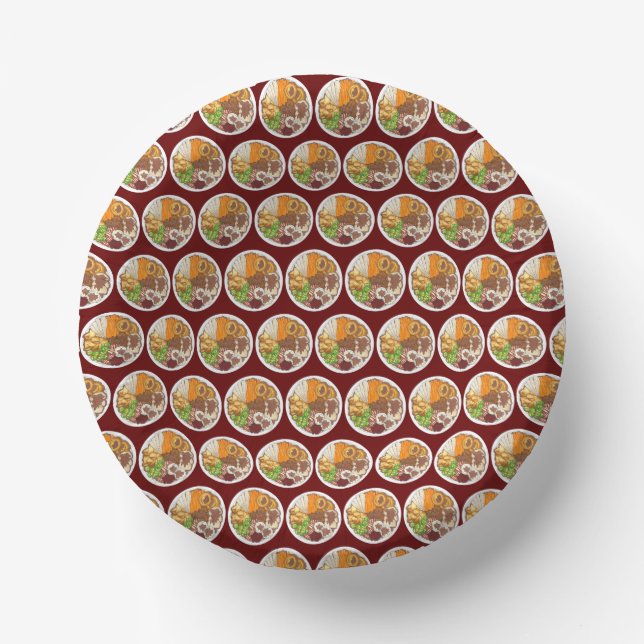 Christmas Dinner Party UK Festive British Food Paper Plate (Front)