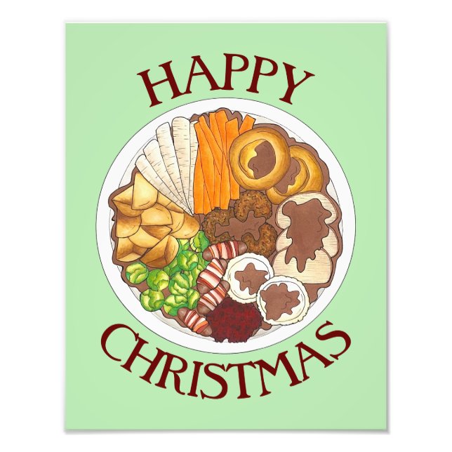Christmas Dinner Party UK Festive British Food Photo Print (Front)