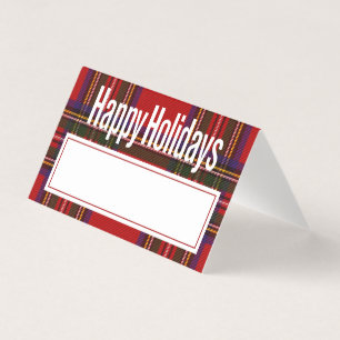 Christmas Dinner Place Card Holiday Plaid
