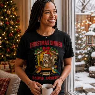 Christmas Dinner Squirrel Funny T-Shirt