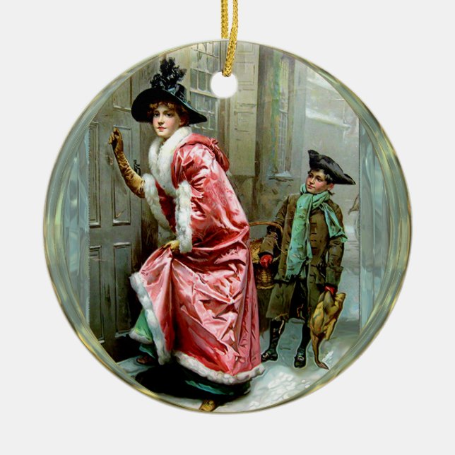 Christmas Dinner Victorian Ceramic Tree Decoration (Front)