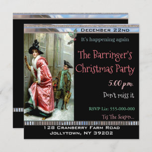 Christmas Dinner Victorian  Party Invitation
