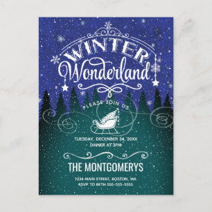 Christmas Dinner Winter Wonderland Script Invite Postcard