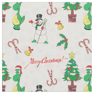 Christmas dinosaur and snowman fabric