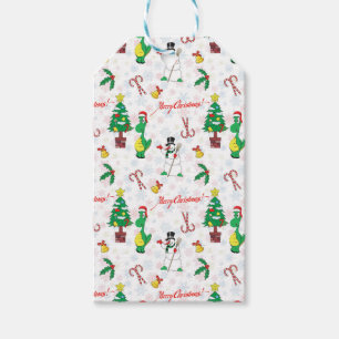 Christmas dinosaur and snowman gift tags