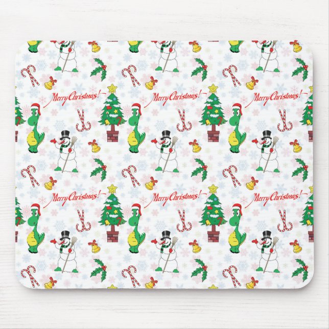 Christmas dinosaur and snowman mouse mat (Front)