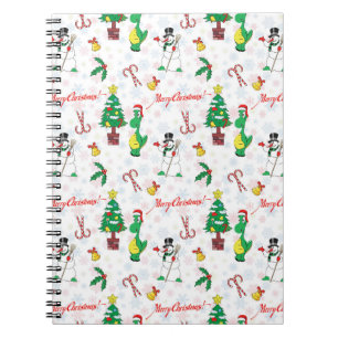 Christmas dinosaur and snowman notebook