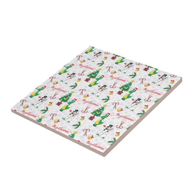 Christmas dinosaur and snowman tile (Side)