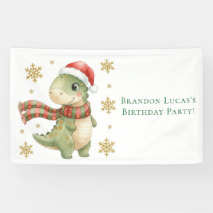 Christmas Dinosaur Birthday Party Banner