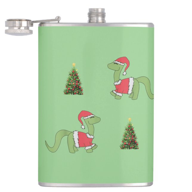 Christmas Dinosaur Christmas Tree Hip Flask (Opened)