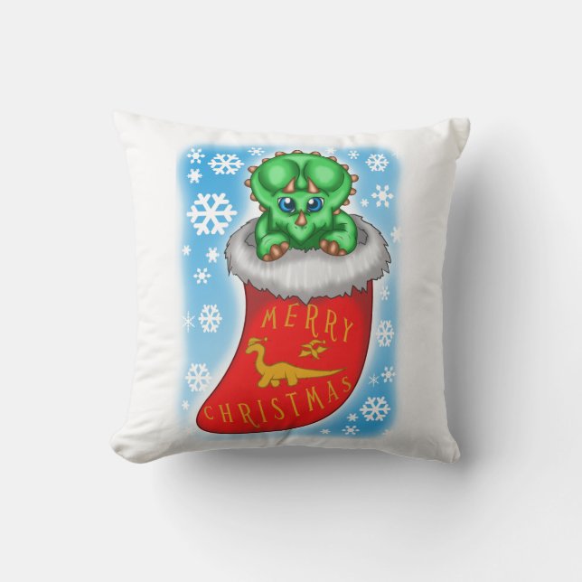 Christmas Dinosaur Cushion (Front)
