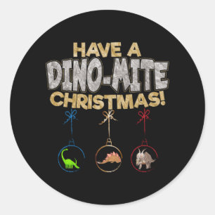 Christmas Dinosaur Dino Pun Classic Round Sticker