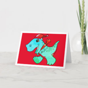 CHRISTMAS DINOSAUR FOR KIDS GREETING CARD