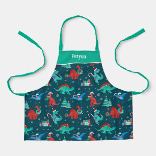 Christmas Dinosaur Kids Fun Holiday Personalised Apron