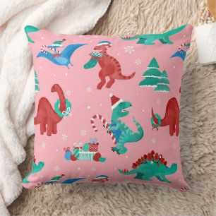 Christmas Dinosaur Kids Fun Holiday Winter Cushion