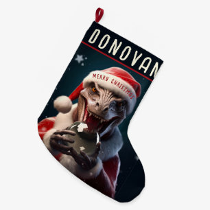 Christmas Dinosaur  Large Christmas Stocking