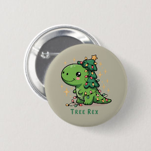 Christmas Dinosaur Light Party Funny Tree Rex  6 Cm Round Badge