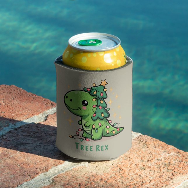 Christmas Dinosaur Light Party Funny Tree Rex  Can Cooler (In Situ Pool)