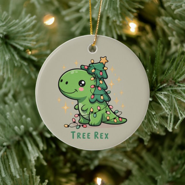 Christmas Dinosaur Light Party Funny Tree Rex  Ceramic Tree Decoration (Tree)